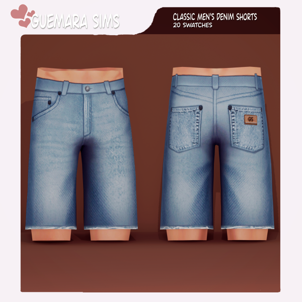 Maxis Match Classic Men's Denim Shorts (Public now) by simsfinds - The Sims 4 Custom Content