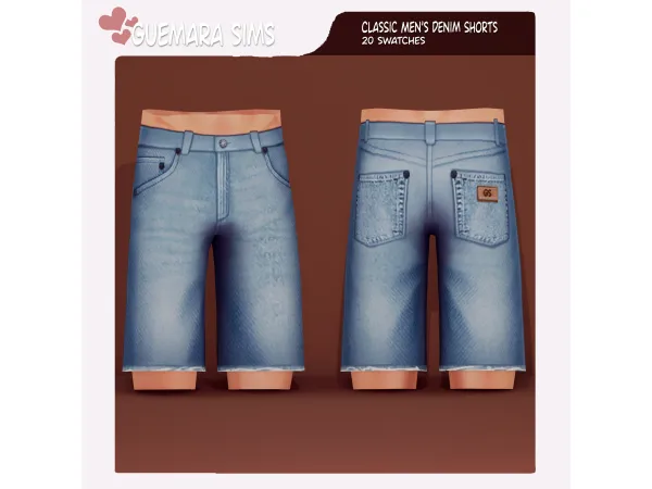 Maxis Match Classic Men's Denim Shorts (Public now) by Guemara - The Sims 4 Custom Content