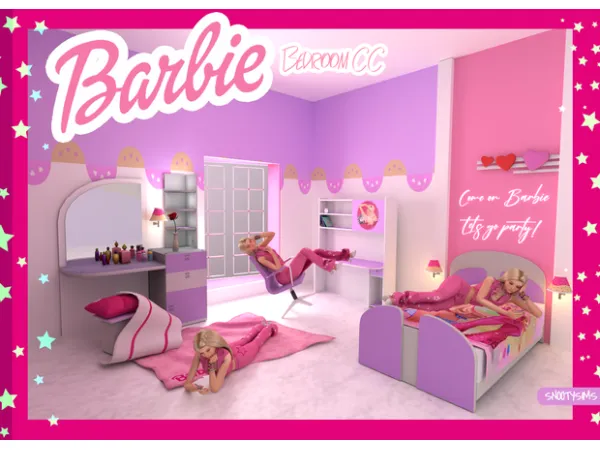 Alpha Come on Barbie Bedroom by SNOOTYSIMS - The Sims 4 Custom Content