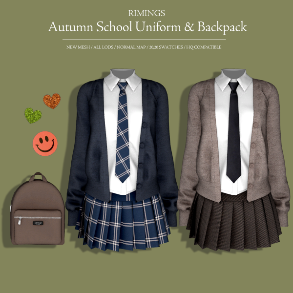 Alpha [RIMINGS] Autumn School Uniform Backpack by simsfinds - The Sims 4 Custom Content