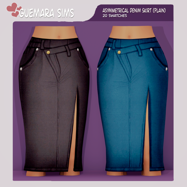 Mix Asymmetrical Denim Skirt (Public now) by simsfinds - The Sims 4 Custom Content