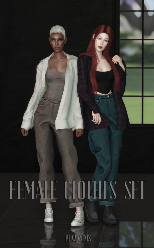 Alpha Female clothes set by simsfinds - The Sims 4 Custom Content