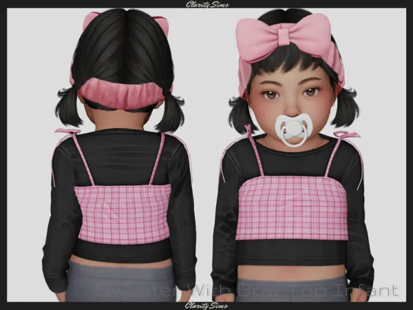 Alpha Sweater w Bow Top Infant by clarity-sims - The Sims 4 Custom Content