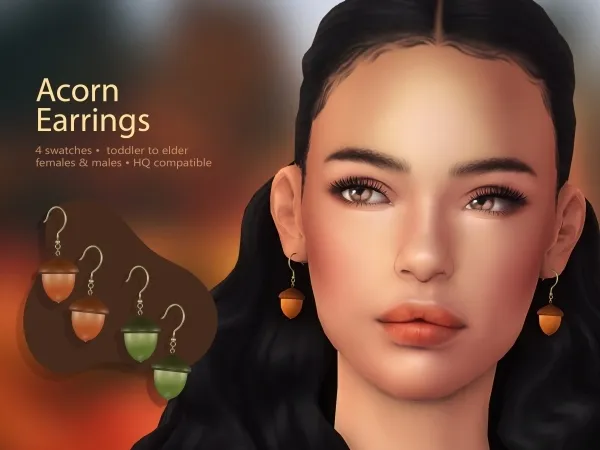 Mix Acorn Earrings by katverse - The Sims 4 Custom Content