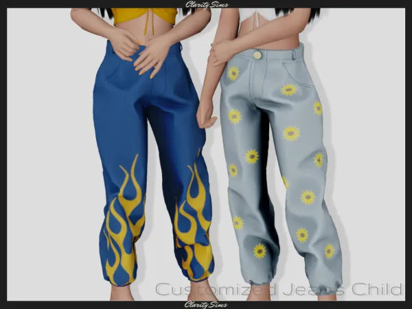 Alpha Customized Jeans Child by clarity-sims - The Sims 4 Custom Content