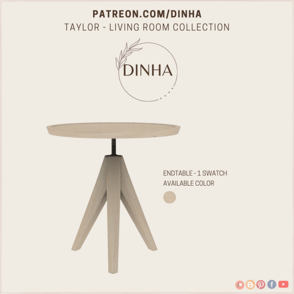 Alpha Taylor Living Room Collection (End Table) by dinhagamer - The Sims 4 Custom Content