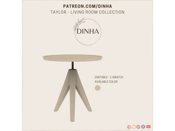 Alpha Taylor Living Room Collection (End Table) - The Sims 4 Custom Content