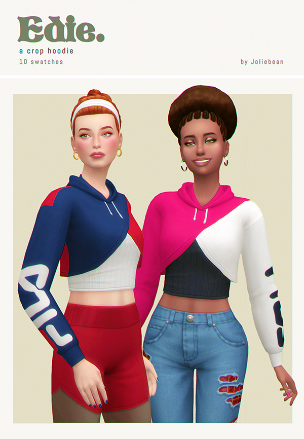 Maxis Match Edie Crop Hoodie by simsfinds - The Sims 4 Custom Content