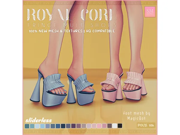 HONEY | Royal Core - Fringe Mule Shoes by SM Sims