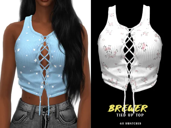 Alpha Brewer Tied Up Top by grafity-cc - The Sims 4 Custom Content