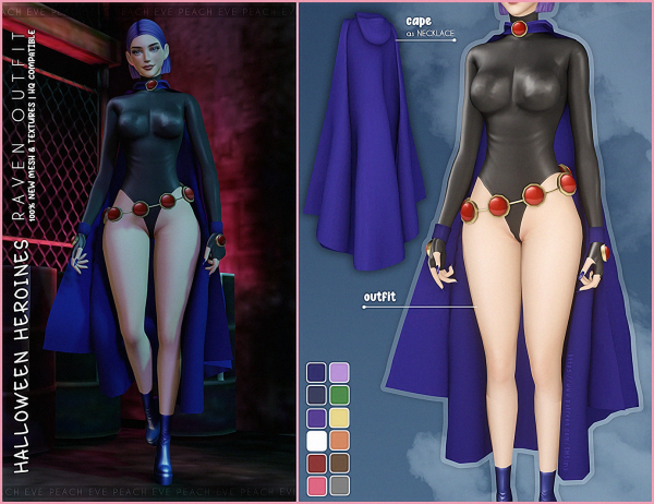 Alpha Halloween Heroines Raven by smsims - The Sims 4 Custom Content