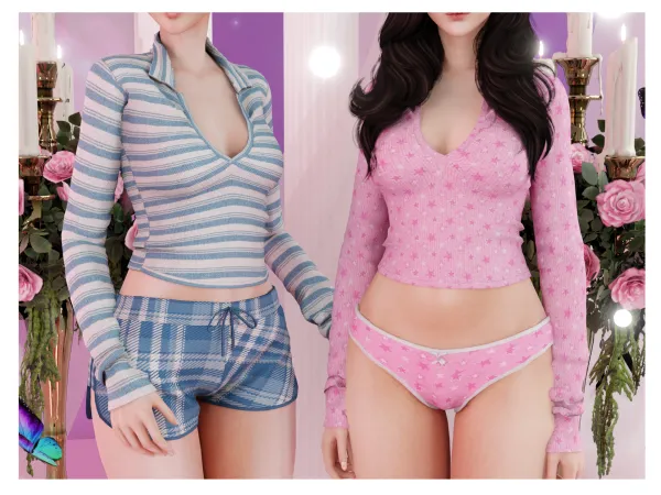 Alpha Little Pajamas set by simsfinds - The Sims 4 Custom Content