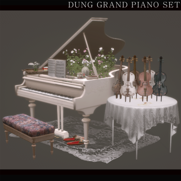 Alpha Dung Grand Piano Classic Set by simsfinds - The Sims 4 Custom Content