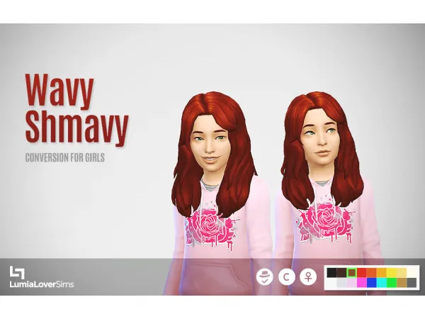 Maxis Match Wavy Shmavy for Girls LumiaLoverSims - The Sims 4 Custom Content