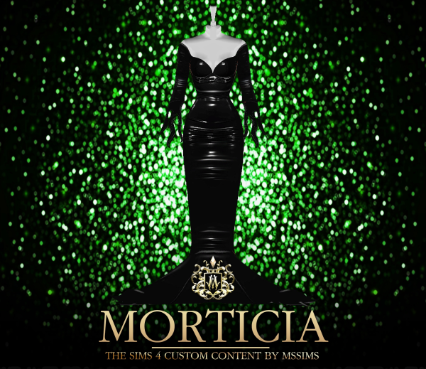 Alpha MORTICIA GOWN by simsfinds - The Sims 4 Custom Content