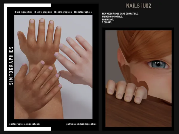 Alpha Nails IU02 by simtographies - The Sims 4 Custom Content