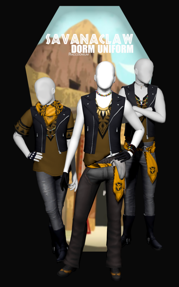Maxis Match Savanaclaw dorm uniforms by simsfinds - The Sims 4 Custom Content