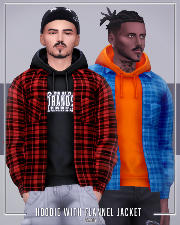 Maxis Match Hoodie With Flannel Jacket by simsfinds - The Sims 4 Custom Content