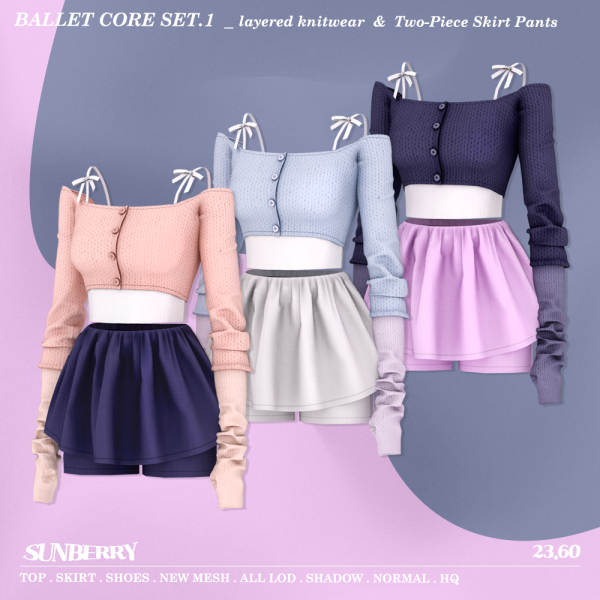 Alpha [SUNBERRY] Ballet core layered knitwear Skirt Pants by simsfinds - The Sims 4 Custom Content