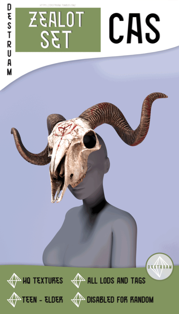 Alpha Zealot Set MaskHorns by simsfinds - The Sims 4 Custom Content