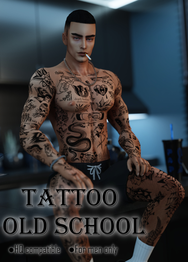 Mix TattooOldSchool by simsfinds - The Sims 4 Custom Content