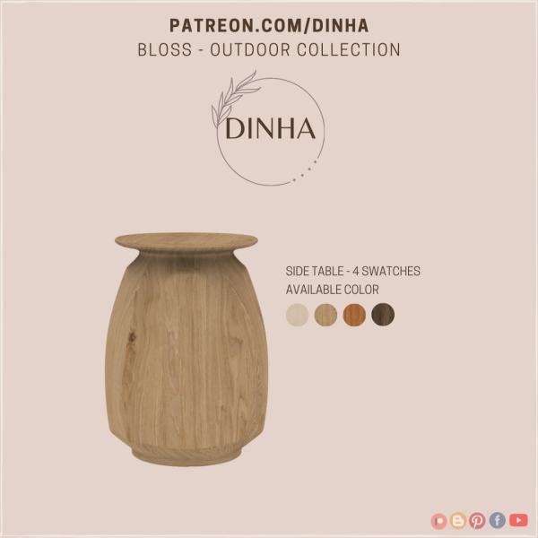 Mix Bloss Outdoor Collection (Side Table) by dinhagamer - The Sims 4 Custom Content