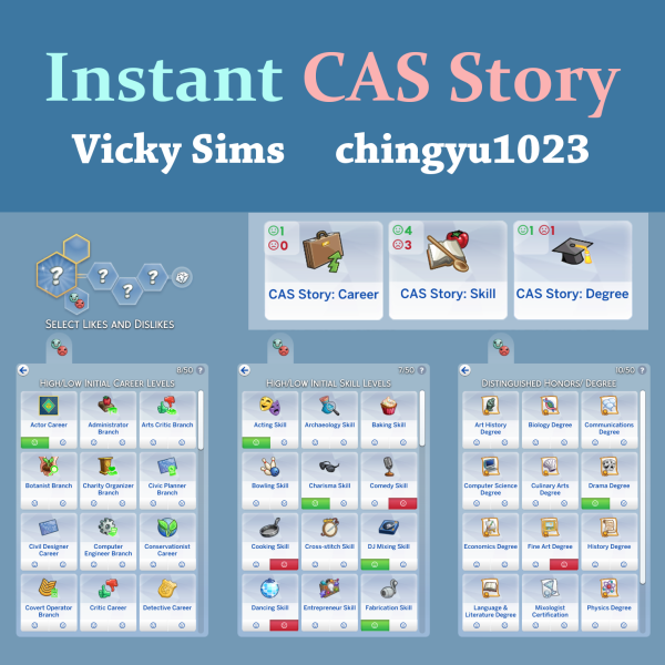 Maxis Match Instant CAS Story Preferences by simsfinds - The Sims 4 Custom Content