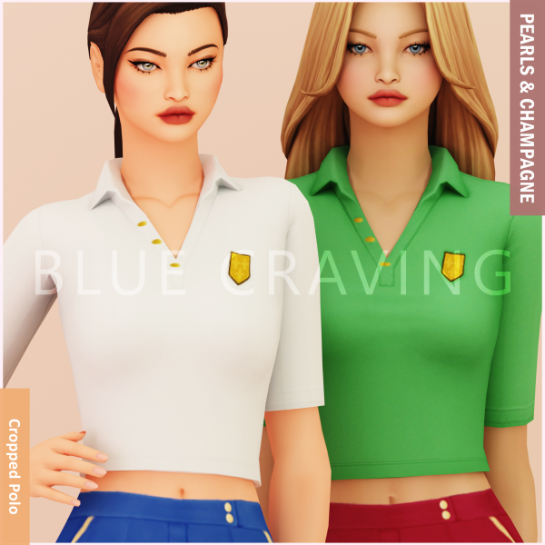 Mix Blue Craving Cropped Polo by bluecraving - The Sims 4 Custom Content