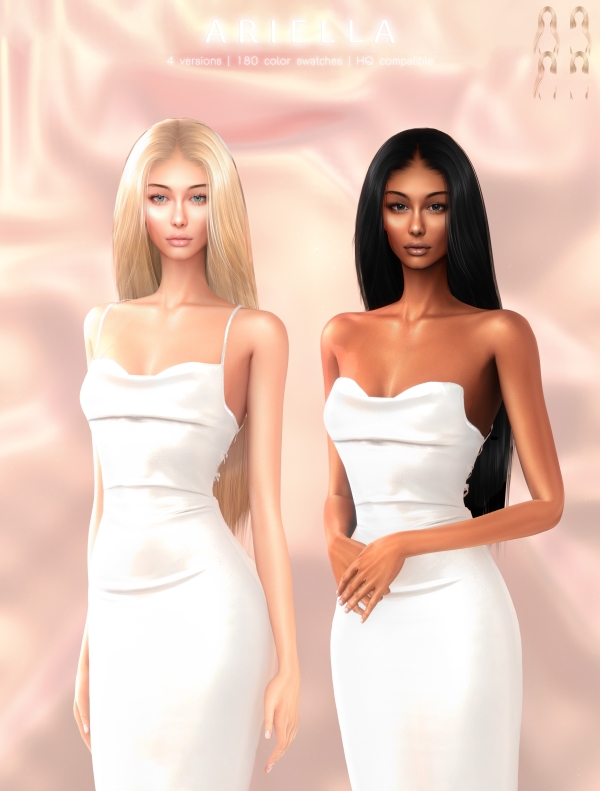 Alpha Ariella Hairstyle by greenteahoney - The Sims 4 Custom Content