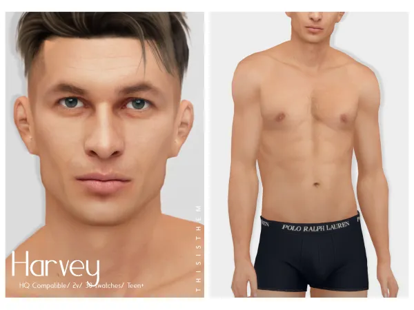 Alpha [THISISTHEM] Harvey Skin Overlay by thisisthem - The Sims 4 Custom Content