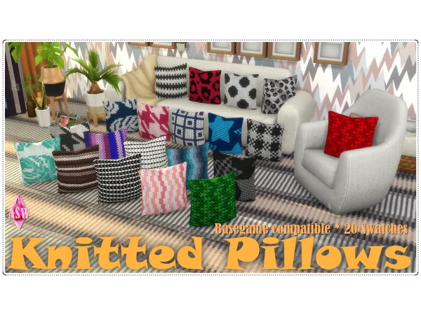 Mix Knitted Pillow 2023 by simsfinds - The Sims 4 Custom Content