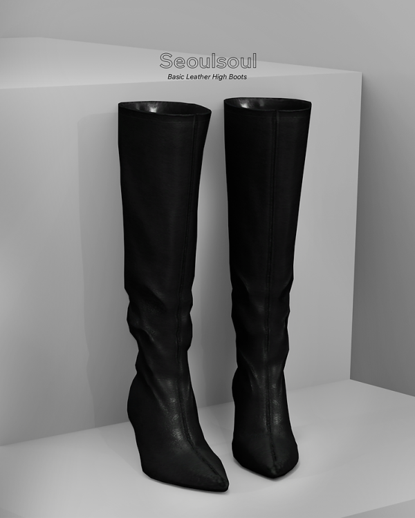 Alpha Basic Leather High Boots by simsfinds - The Sims 4 Custom Content