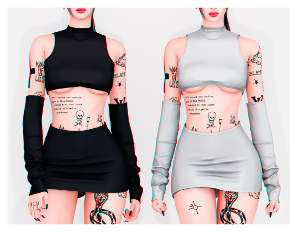 Alpha Ringo Top ' Skirt Gloves Acc by plbsims - The Sims 4 Custom Content