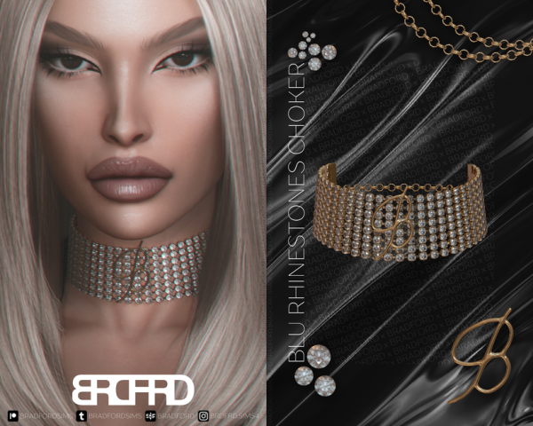 Alpha BLU RHINESTONES CHOKER GAME EDITION by simsfinds - The Sims 4 Custom Content