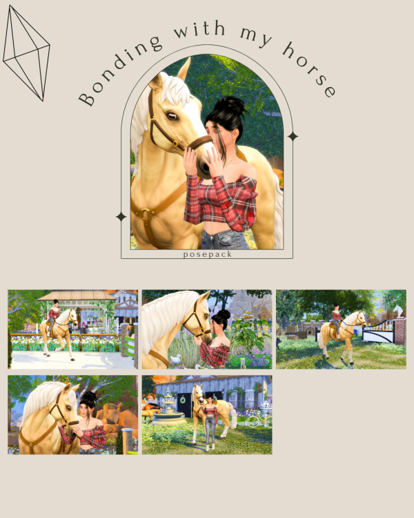 Maxis Match 01 Bonding With My Horse Posepack by simsfinds - The Sims 4 Custom Content