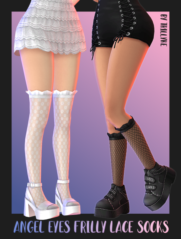 Mix Angel Eyes Frilly Lace Socks by simsfinds - The Sims 4 Custom Content
