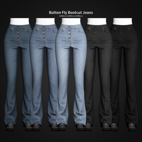 Alpha Button Fly Bootcut Jeans by simsfinds - The Sims 4 Custom Content
