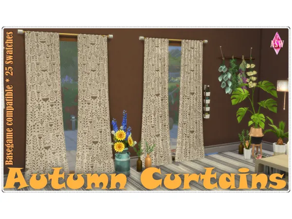 Maxis Match Autumn Curtains by simsfinds - The Sims 4 Custom Content