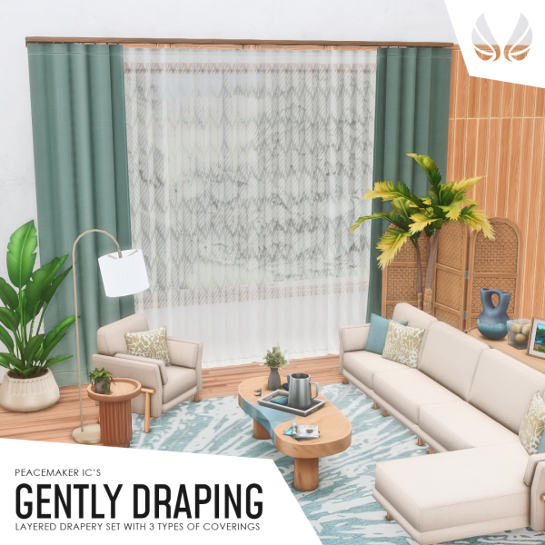 Maxis Match Gently Draping Layered Drapery Set by simsfinds - The Sims 4 Custom Content