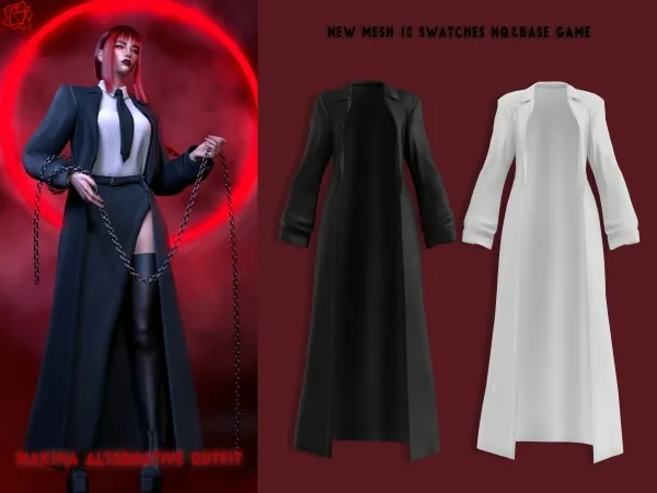 Alpha Makima Coat Acc BRsims by bluerose-sims - The Sims 4 Custom Content