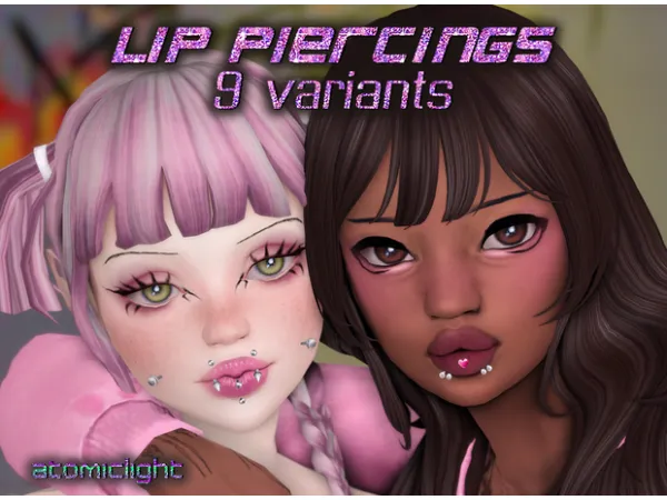 Alpha Lip Piercings (ᴗ) by simsfinds - The Sims 4 Custom Content
