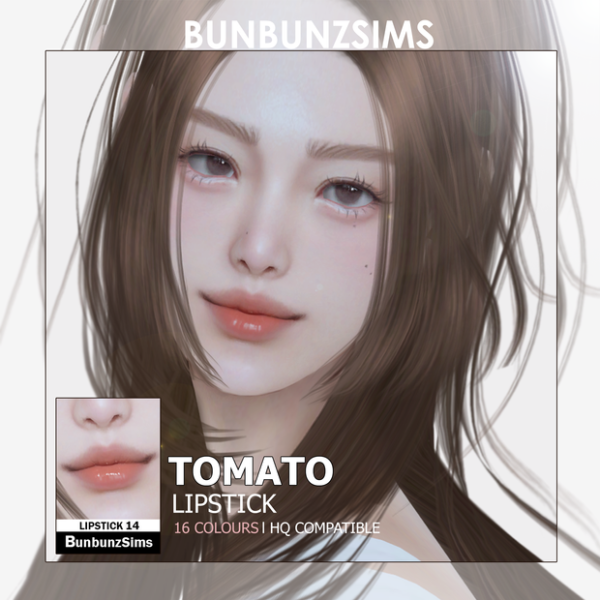 Alpha Tomato lipstick 16 swatches by simsfinds - The Sims 4 Custom Content
