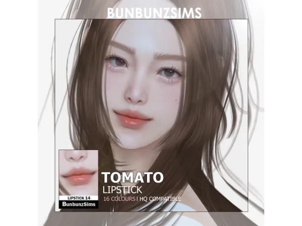 Alpha Tomato lipstick 16 swatches - The Sims 4 Custom Content