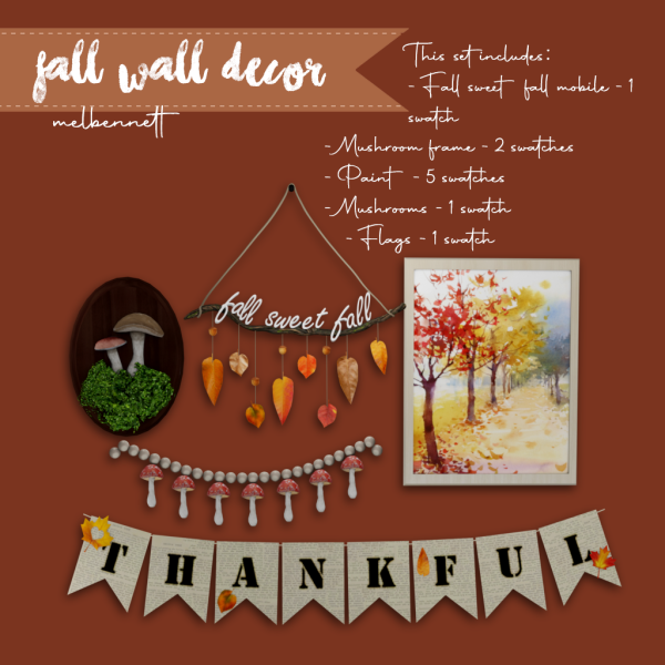 Mix Fall Wall Decor Collection by melbennett - The Sims 4 Custom Content