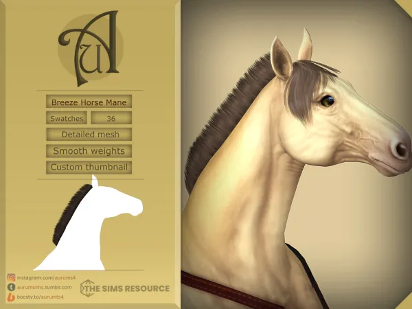 Mix Breeze Alpha styled short horse mane by aurum - The Sims 4 Custom Content
