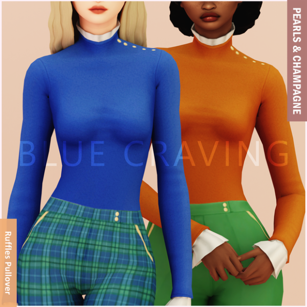 Mix Blue Craving Ruffles Pullover by bluecraving - The Sims 4 Custom Content