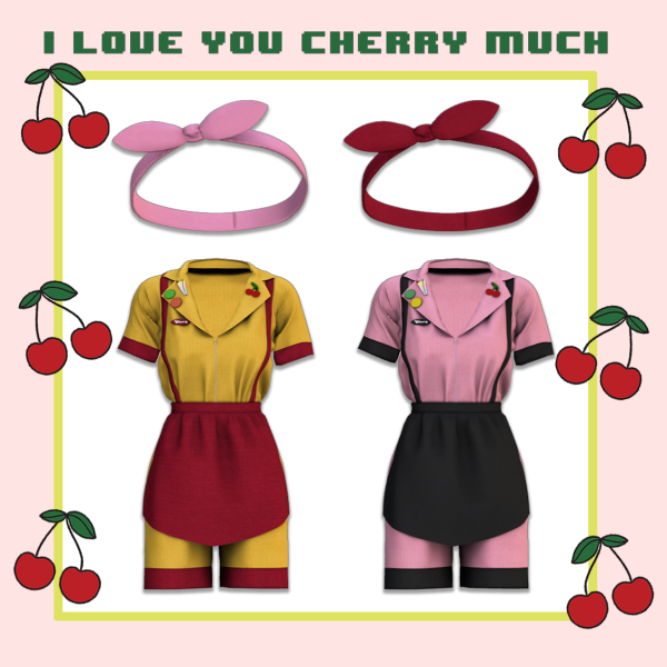 Alpha uniform headband cherry neon sign by euno - The Sims 4 Custom Content