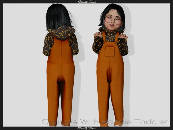Alpha Overalls with Hoodie Toddler by clarity-sims - The Sims 4 Custom Content