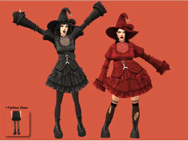 4t2 Momma Lisa Conversion Eclipse Dress x Dusk Diva Boots by simsfinds - The Sims 2 Custom Content