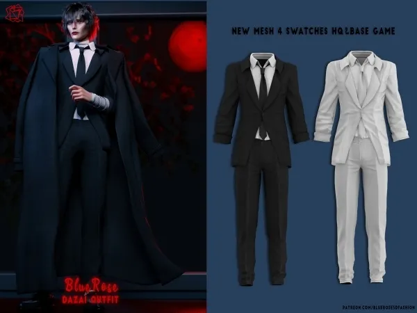 Alpha Dazai Costume brsims by bluerose-sims - The Sims 4 Custom Content